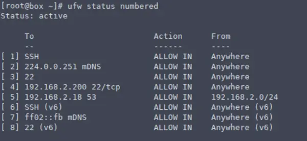 UFW IPtabless firewall status